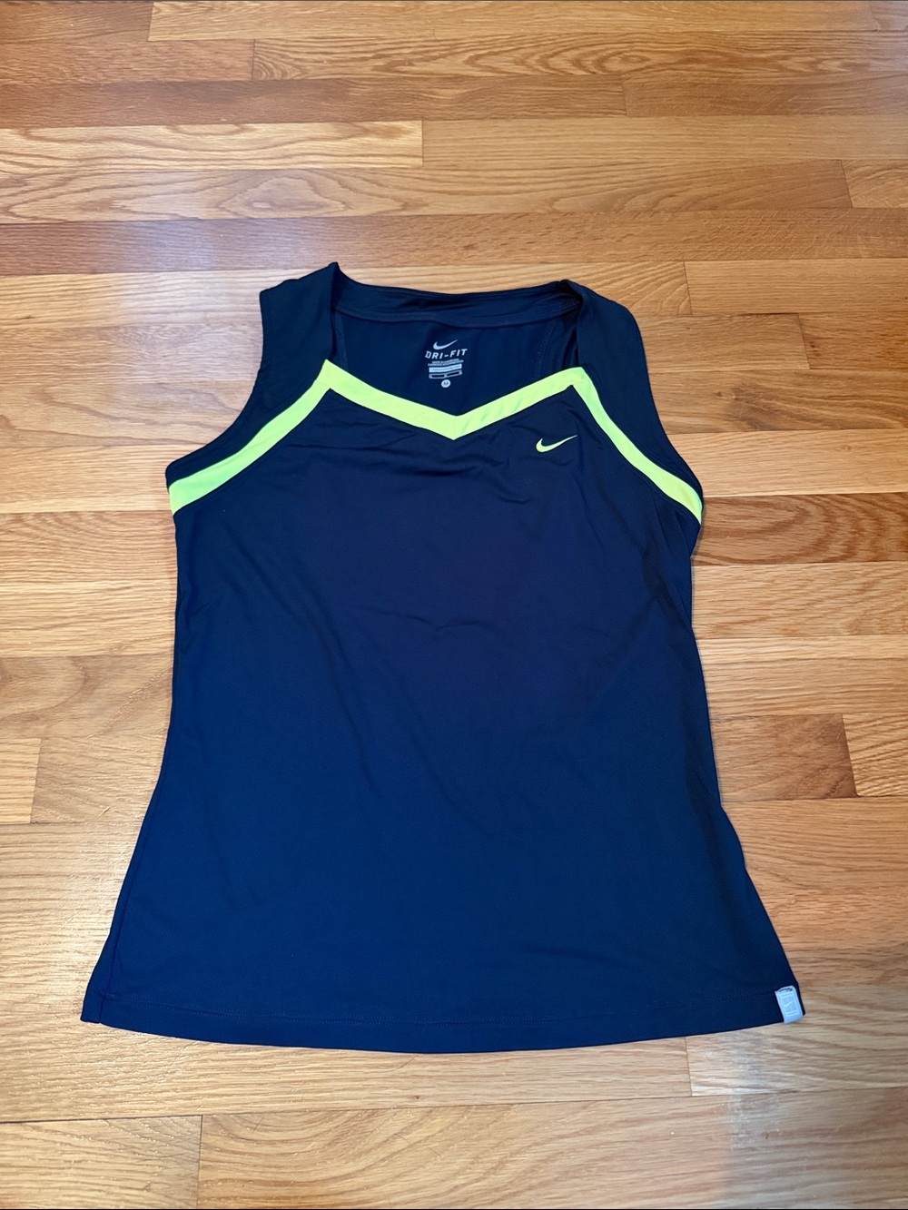 Nike Navy Athletic Tank with Neon Yellow Trim